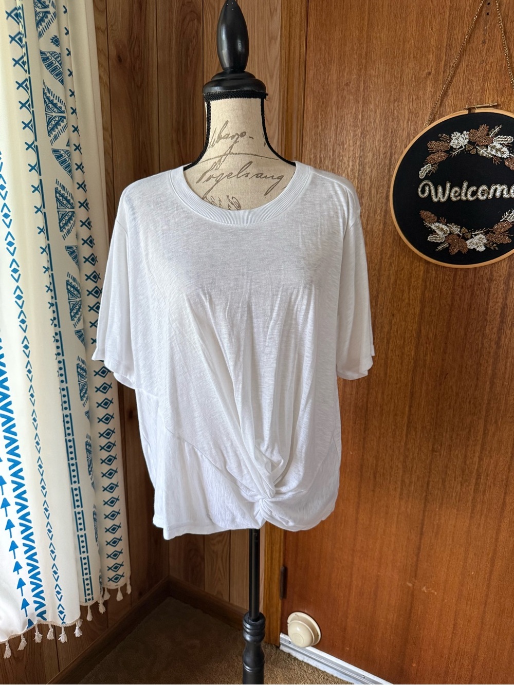 Z Supply White Short Sleeve Twist Hem Tee
